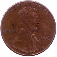США 1 цент 1996 год (D)