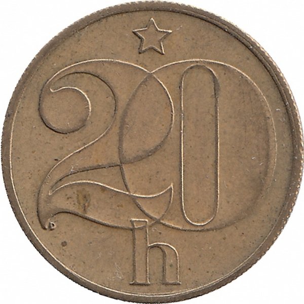 Чехословакия 20 геллеров 1982 год