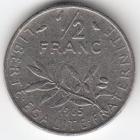 Франция 1/2 франка 1965 год