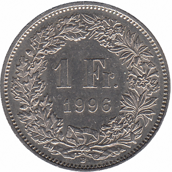 Швейцария 1 франк 1996 год