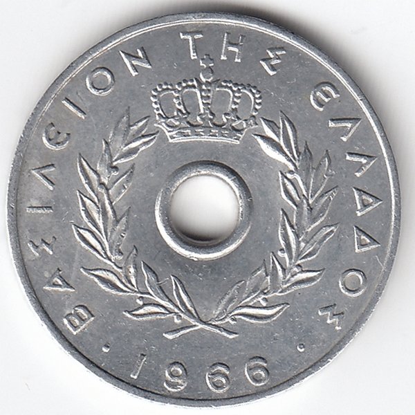 Греция 10 лепт 1966 год