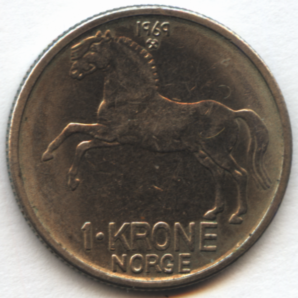 1 крона Норвегия 1969 год