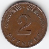 ФРГ 2 пфеннига 1960 год (G)