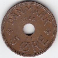 Дания 5 эре 1936 год