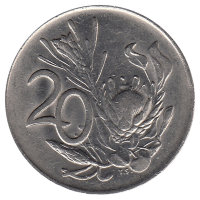 ЮАР  20 центов 1975 год (UNC)