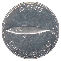 Канада 10 центов 1967 год (UNC)