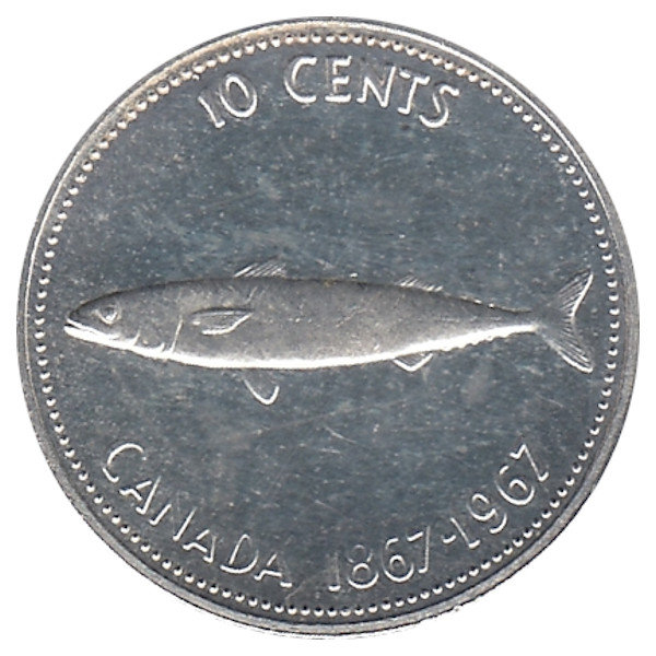 Канада 10 центов 1967 год (100 лет Конфедерации Канада) UNC