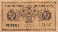 Банкнота 25 пенни 1918 г. Финляндия в составе России