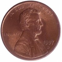 США 1 цент 1997 год (D)