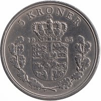 Дания 5 крон 1965 год