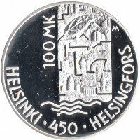 Финляндия 100 марок 2000 год (450 лет Хельсинки) Proof