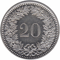 Швейцария 20 раппенов 2009 год