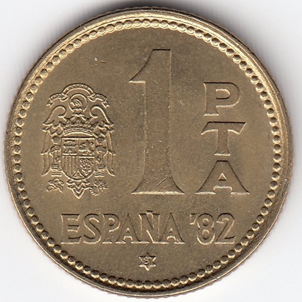 Испания 1 песета 1980 год (81 внутри звезды) 