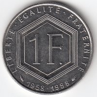 Франция 1 франк 1988 год