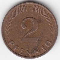 ФРГ 2 пфеннига 1962 год (F)