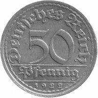 Германия (Веймарская республика) 50 пфеннигов 1922 год (J)