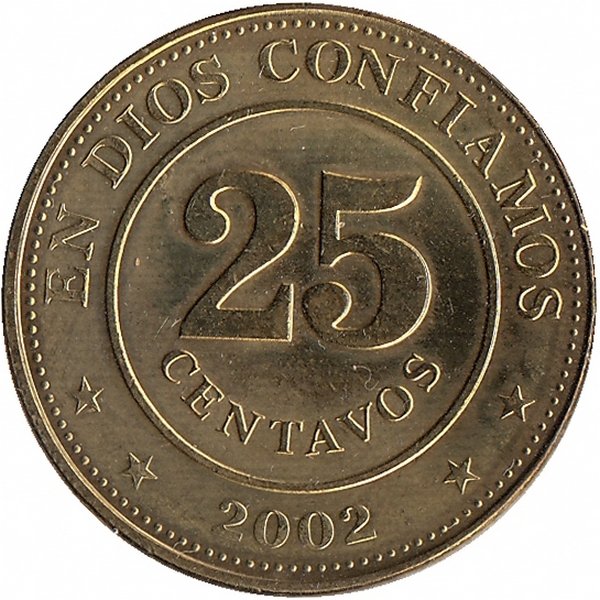 Никарагуа 25 сентаво 2002 год (UNC)