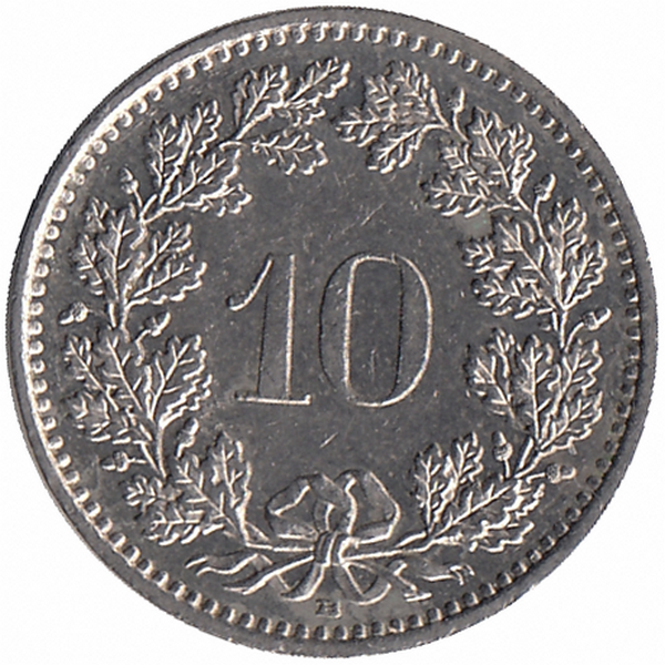 Швейцария 10 раппенов 1998 год