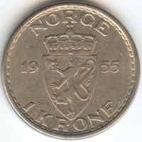 Норвегия 1 крона 1955 год