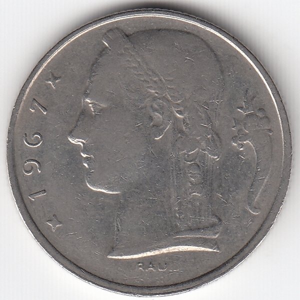 Бельгия (Belgie) 5 франков 1967 год