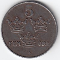 Швеция 5 эре 1942 год