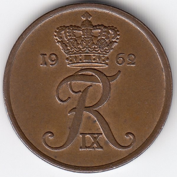 Дания 5 эре 1962 год (бронза)