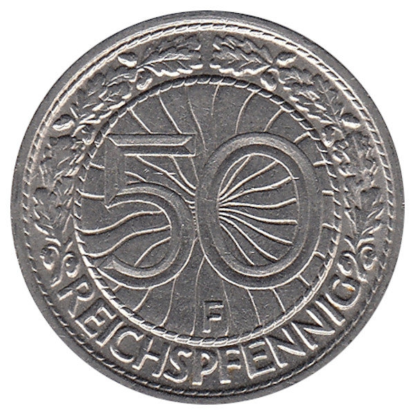 Германия (Веймарская республика) 50 рейхспфеннигов 1928 год (F)