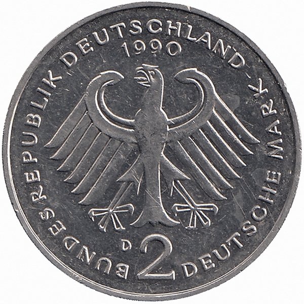 ФРГ 2 марки 1990 год (D)