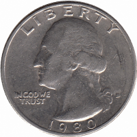 США 25 центов 1980 год (D)