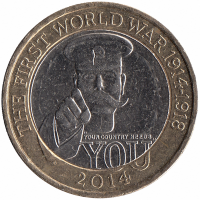 Великобритания 2 фунта 2014 год (Первая мировая война)