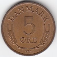 Дания 5 эре 1963 год