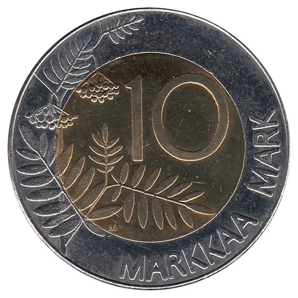 Финляндия 10 марок 1995 год (Вступление в ЕС) UNC