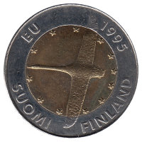 Финляндия 10 марок 1995 год (UNC)
