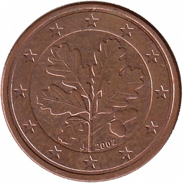 Германия 1 евроцент 2002 год (J)