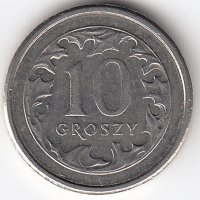 Польша 10 грошей 2007 год