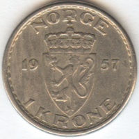 Норвегия 1 крона 1957 год