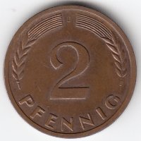 ФРГ 2 пфеннига 1965 год (J)