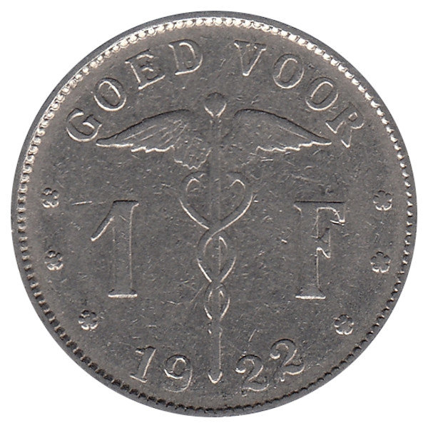 Бельгия (Belgie) 1 франк 1922 год