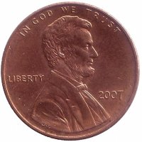 США 1 цент 2007 год