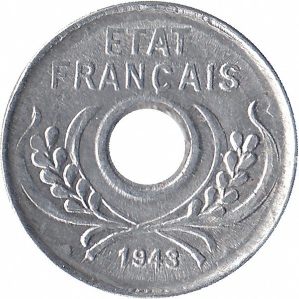 Французский Индокитай 5 центов 1943 год (aUNC)
