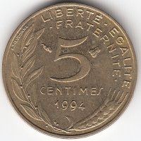 Франция 5 сантимов 1994 год