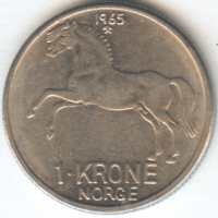 Норвегия 1 крона 1965 год