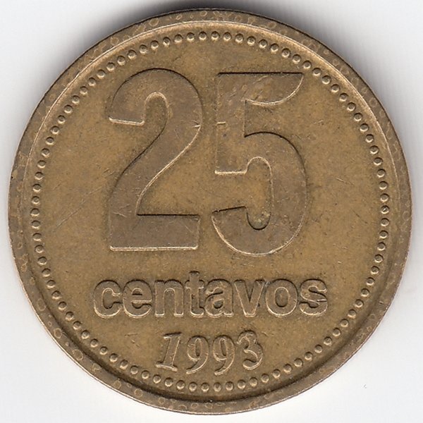 Аргентина 25 сентаво 1993 год