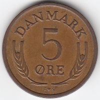 Дания 5 эре 1965 год