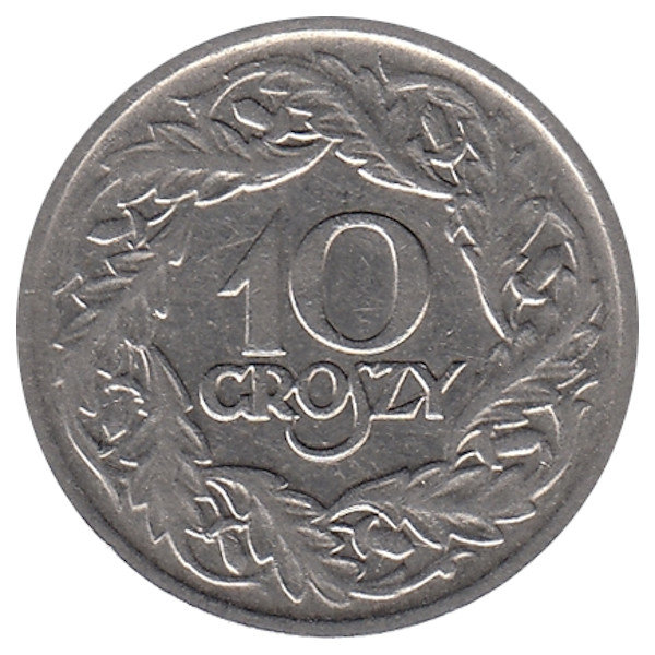Польша 10 грошей 1923 год (никель)