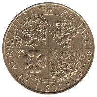 Италия 200 лир 1993 год