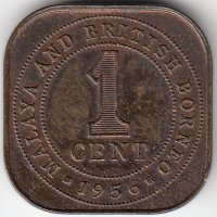 Малайя и Британское Борнео 1 цент 1956 год