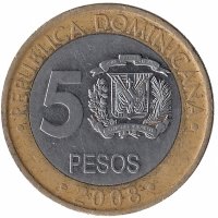 Доминиканская Республика 5 песо 2008 год