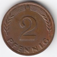 ФРГ 2 пфеннига 1967 год (G)