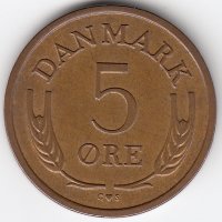 Дания 5 эре 1966 год